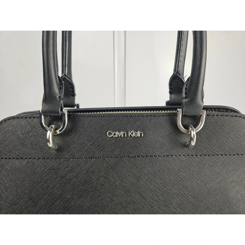 Calvin Klein Black Dome Satchel Handbag‎ Silver Hardware